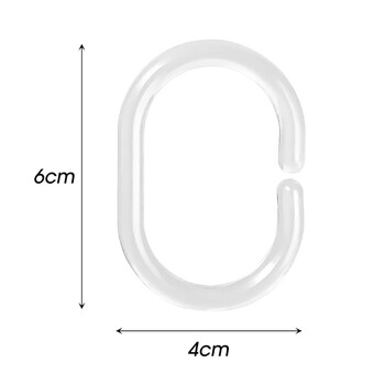12/24 БР. Прозрачни пръстени за завеси за душ Куки Пластмасова релса за баня Направляваща закачалка Домакински продукти за баня Резервни куки
