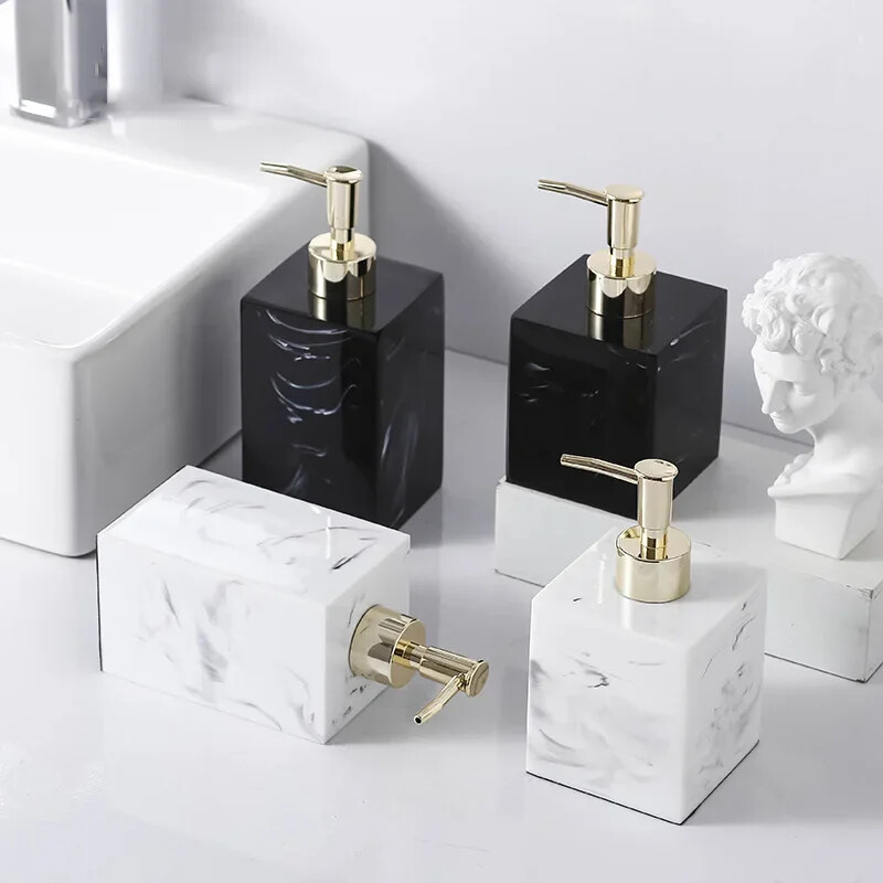 Viešbučio rankų dezinfekavimo priemonės buteliukas marmurinis kvadratinis dervos muilo dozatorius Kelioninis nešiojamasis losjono buteliukas šampūno buteliukas vonios kambario priedas