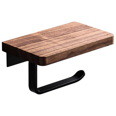 Tualettpaberi hoidik koos naturaalse pähklipuust riiuliga riiderulliga riidepuu Seinale kinnitatav paberkäterätikang 304 roostevabast terasest paber