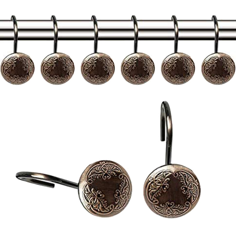 Set de 12 cârlige antice pentru perdele de duș Inele de perdele pentru bare de duș pentru baie cârlige