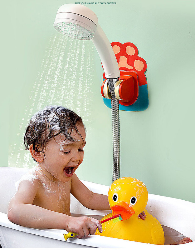 Universaalne reguleeritav dušipea hoidik Vannitoa kinnitus Stabiilne pöörlemine isekleepuv multifilmi dušihoidja lapse lemmikloomale