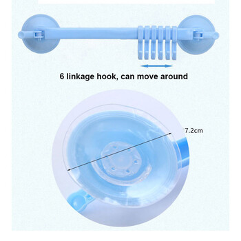Ρυθμιζόμενο 6 γάντζους Διπλή κρεμάστρα βεντούζας κρεμάστρα για πετσέτες κρεμαστά ράφια Θήκες Κλειδαριά Τύπος κορόιδο μπάνιου γάντζος Organizer U3