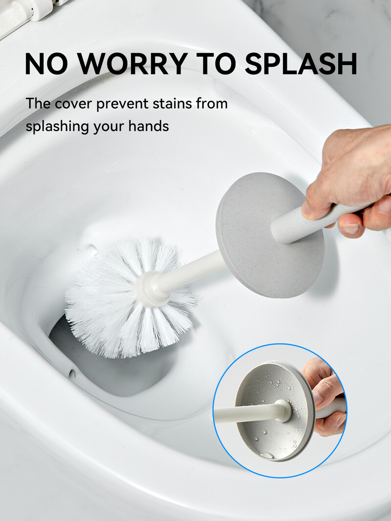 WORTHBUY Perie de toaletă din plastic, cu bază în picioare, mâner lung, perie de curățare a toaletei pentru toaletă, accesorii pentru baie, instrumente de curățare