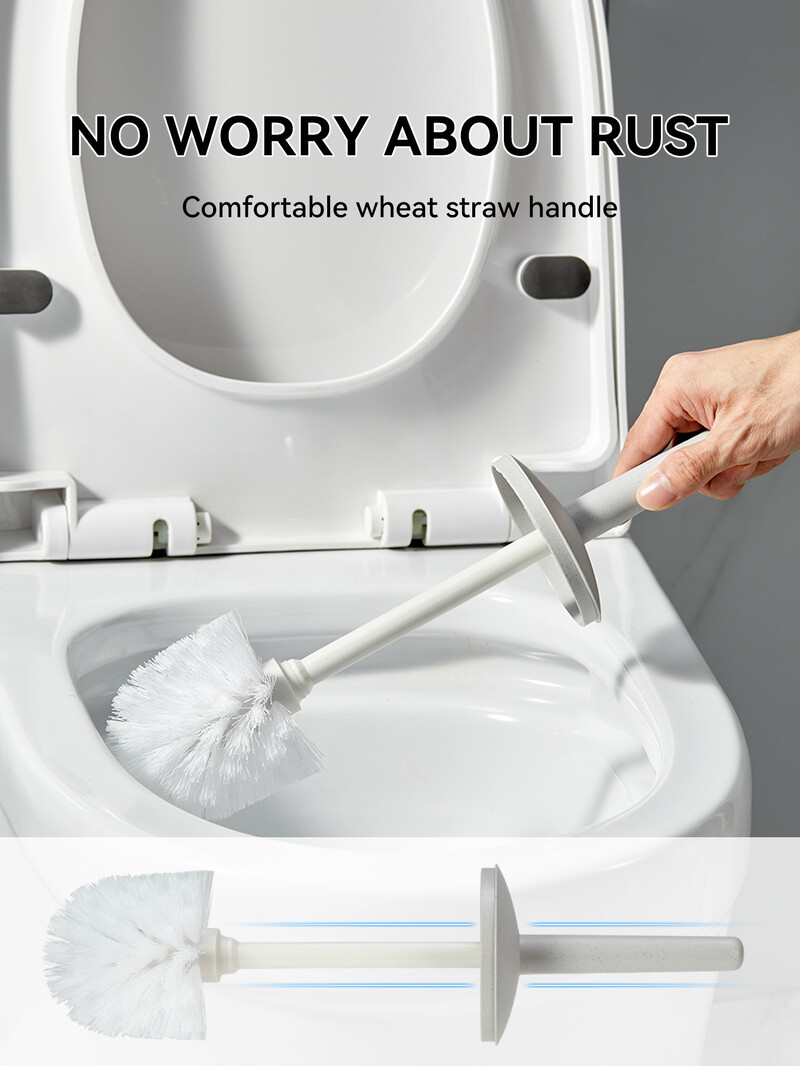 WORTHBUY Perie de toaletă din plastic, cu bază în picioare, mâner lung, perie de curățare a toaletei pentru toaletă, accesorii pentru baie, instrumente de curățare