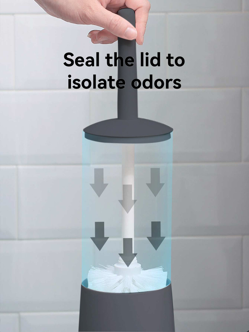 WORTHBUY Perie de toaletă din plastic, cu bază în picioare, mâner lung, perie de curățare a toaletei pentru toaletă, accesorii pentru baie, instrumente de curățare