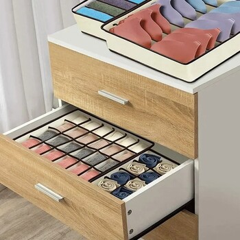 6/7/8/24 Grid Storage Box Μπεζ Κουτί αποθήκευσης εσωρούχων Four Piece Sock Storage Fabric Storage Box