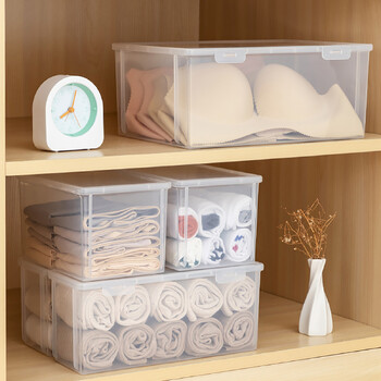 WORTHBUY Closet Clothes Organizer Διαφανές πλαστικό κουτί αποθήκευσης για εσώρουχα Σουτιέν Κάλτσες Υπνοδωμάτιο Ντουλάπα οργάνωση αποθήκευσης