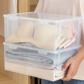 WORTHBUY Closet Clothes Organizer Διαφανές πλαστικό κουτί αποθήκευσης για εσώρουχα Σουτιέν Κάλτσες Υπνοδωμάτιο Ντουλάπα οργάνωση αποθήκευσης