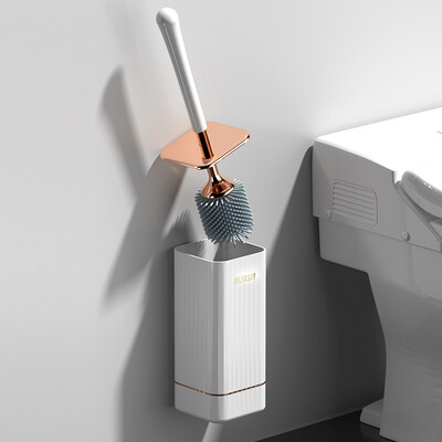 WIKHOSTAR TPR Perie de toaletă din silicon Perie flexibilă de curățare cu peri moi fără colț mort Perie de toaletă Accesorii pentru baie