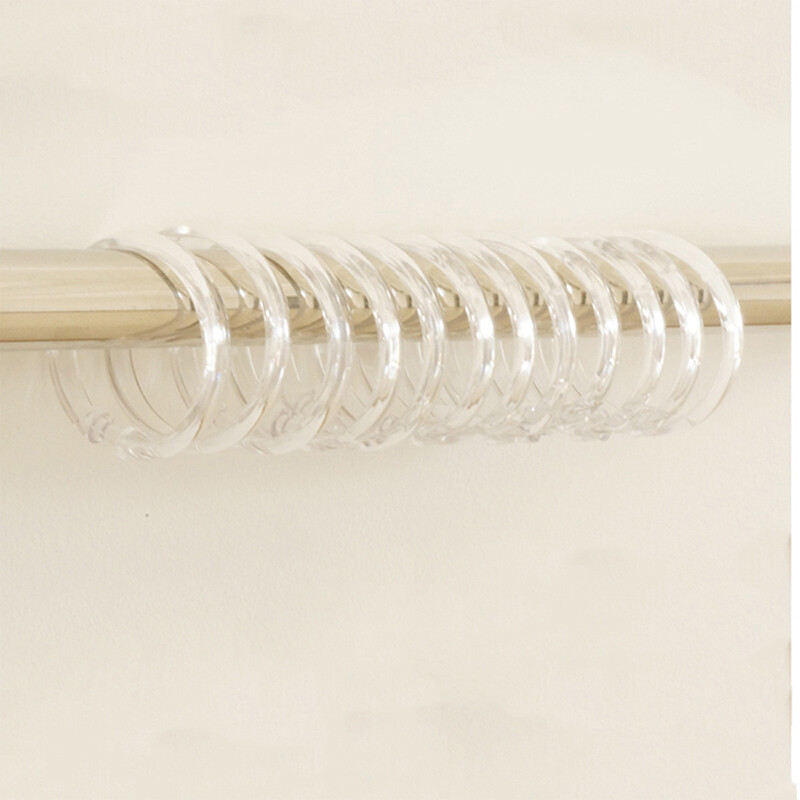 Cârlig pentru perdea de duș cu inel O din plastic. Cârlig pentru perdea de duș de culoare transparentă.