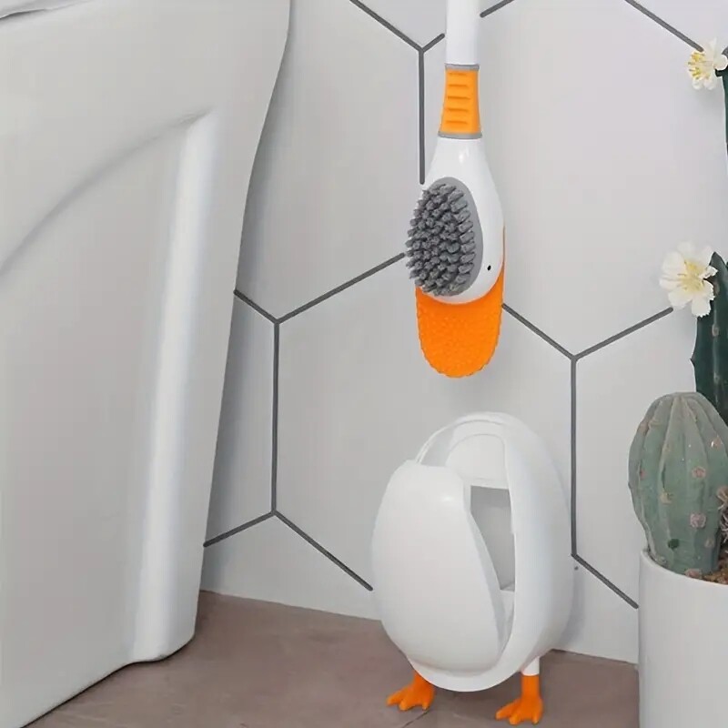 Duck Shape WC-poti hari hoidikuga, silikoonist ja kõvade harjastega tualettruumi puhastusharjad, vannitoa puhastuskausi harja komplekt