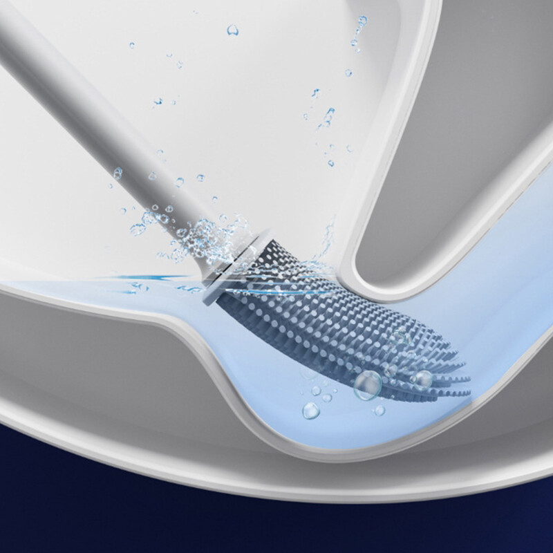 BRUSHZAZA Noua actualizare din plastic negru Creativ pentru uz casnic Baie Perie de curățare montată pe perete Curățător perie de toaletă cu suporturi