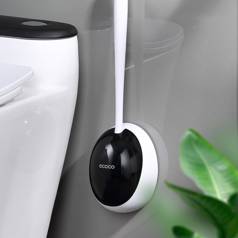 WIKHOSTAR TPR Perie de toaletă din silicon Accesorii pentru WC Perie de toaletă drenabilă Unelte de curățare montate pe perete Seturi de accesorii pentru baie