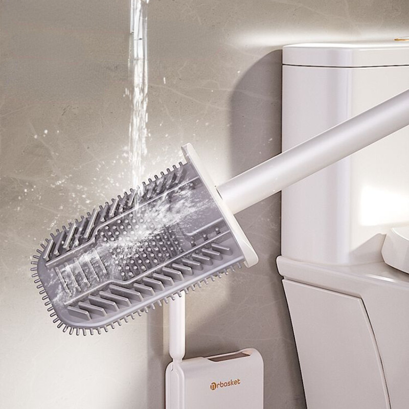 Tualetthari Luksusliku stiiliga majapidamine ilma surnud nurgata seinale kinnitatud silikoonist pika käepidemega, ilma augustamiseta puhastamiseta topeltharjapea