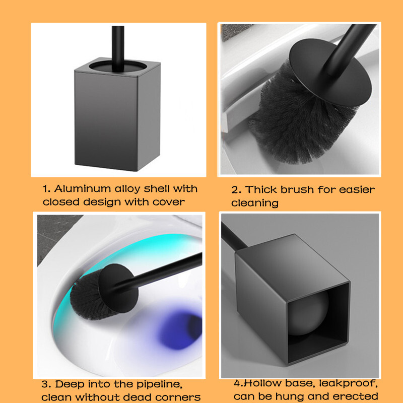Suport perie de toaletă Accesorii pentru toaletă montat pe perete Perie de curățare pentru baie Perie de toaletă din aliaj de aluminiu pentru curățare depozitare