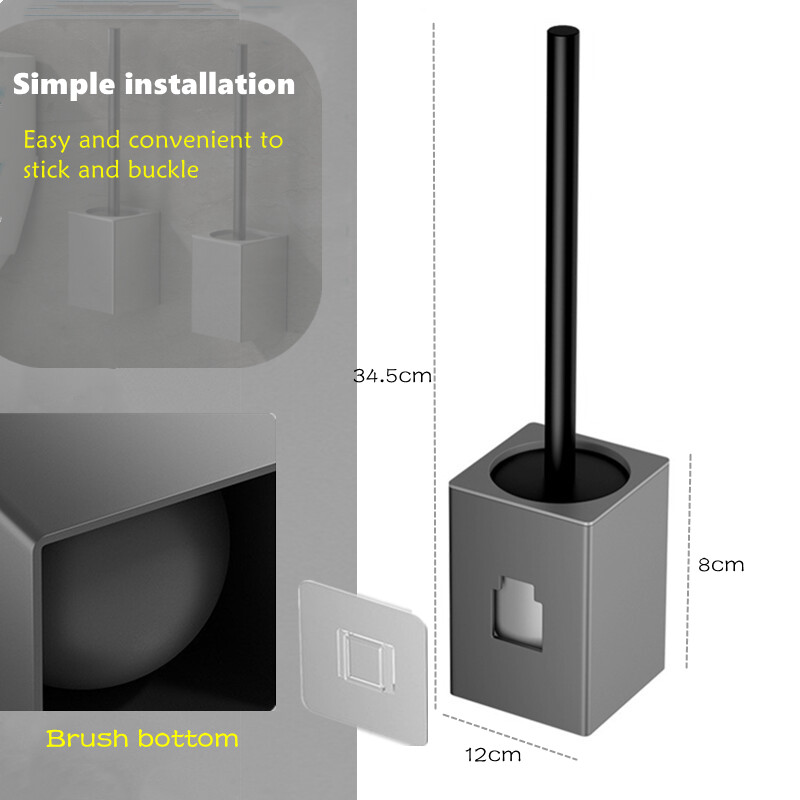 Suport perie de toaletă Accesorii pentru toaletă montat pe perete Perie de curățare pentru baie Perie de toaletă din aliaj de aluminiu pentru curățare depozitare