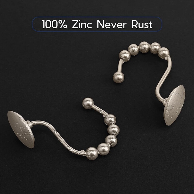 Dušikardinate konksud Roostekindlad metallist libisevad dušikonksud vannitoa jaoks Dušivarraste kardinad, 12 konksu komplekt