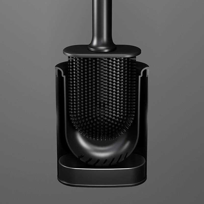 Ilgos rankenos nuimamas tualeto šepetys Prabangus juodo metalo arba plastikinis tualeto šepetys su laikikliu Vonios kambarys be negyvų kampų valiklio