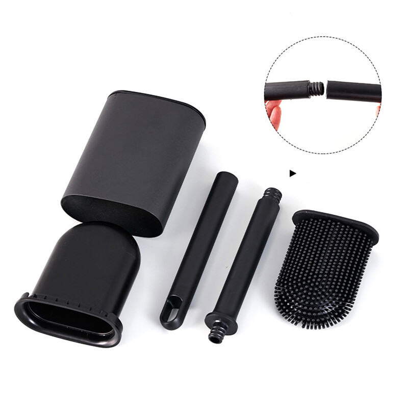 Ilgos rankenos nuimamas tualeto šepetys Prabangus juodo metalo arba plastikinis tualeto šepetys su laikikliu Vonios kambarys be negyvų kampų valiklio