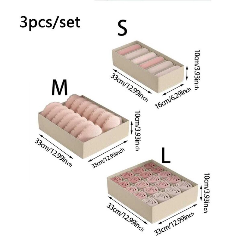 3kom/Set -Donje rublje Grudnjak Čarape Kutija za pohranu Organizator za odjeću Kutija za ormarić Organizator za ladice Organizator za donje rublje Kutija za odlaganje Ormar Organi