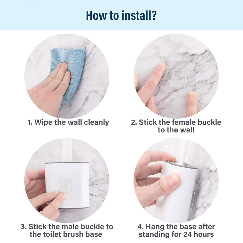 Perie de toaletă cu cap din silicon TPR moale cu suport Negru Mâner detașabil montat pe perete Produs de curățat pentru baie Accesorii durabile pentru WC