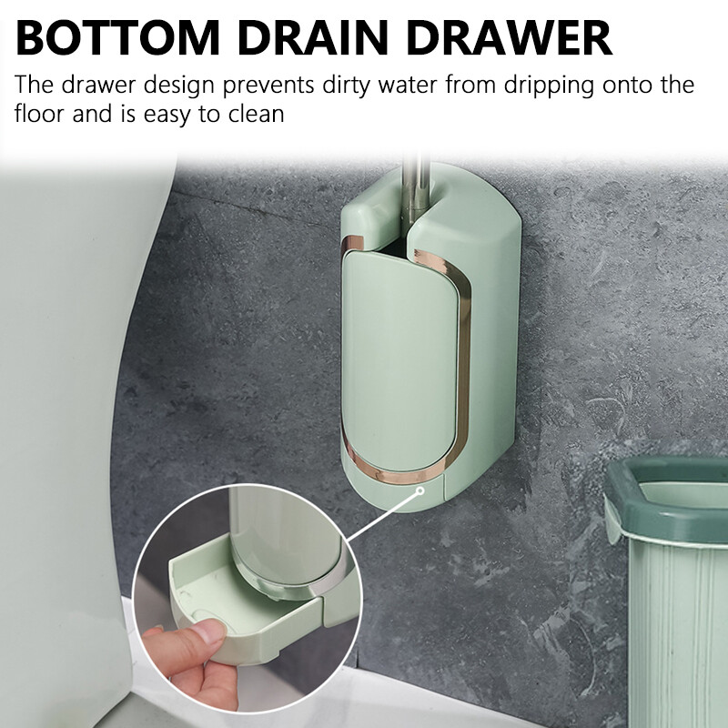 Perie de curățare a toaletei de lux cu bază de scurgere Montată pe perete cu mâner lung Ustensile de curățare Set de accesorii pentru toaletă de uz casnic