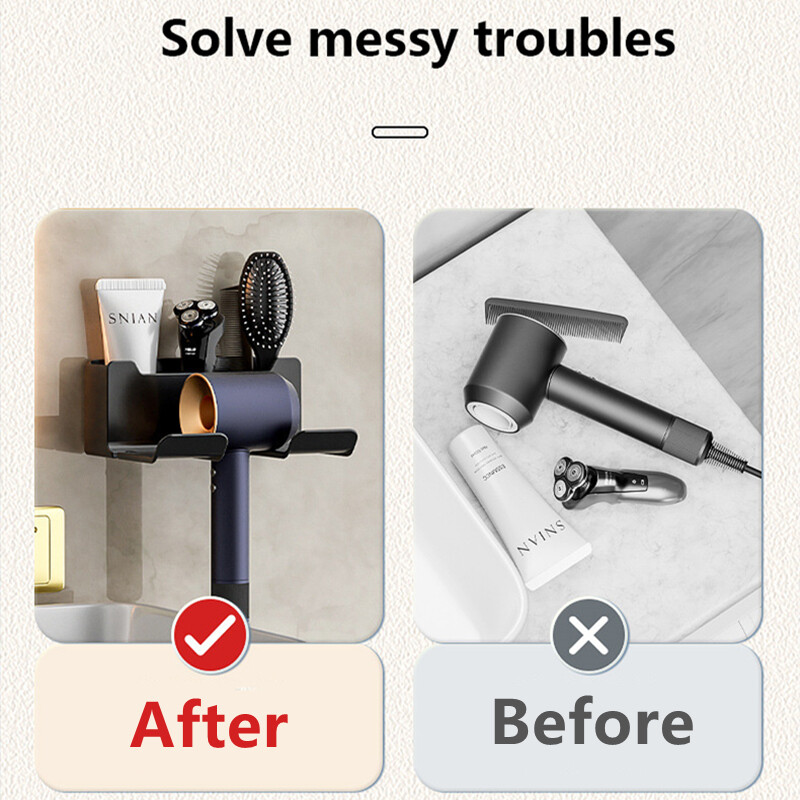 Seinale kinnitatav fööni kronstein, keevitamata Vannitoa hoiustamisriiul Dysoni föönile riidepuu Vannitoa rõdu hoiustamisseade