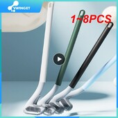 1CS Silikoonist WC-hari Wc Kiiresti kuivav kronsteini vahehari hoidikuga Lameda peaga, pehmete harjastega Puhastusvahendid Vannituba