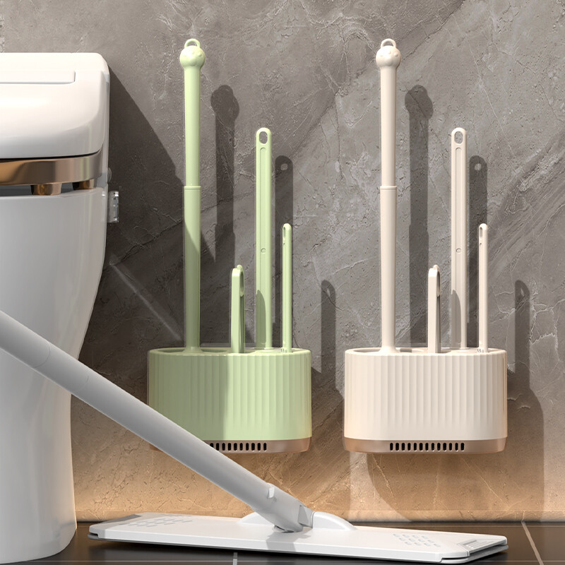 Kodumajapidamises kasutatav WC-hari Seinale kinnitatav WC-puhastushari, nurgata põhjalikuks puhastamiseks, sobib tualettruumidele, 4-ühes komplekt