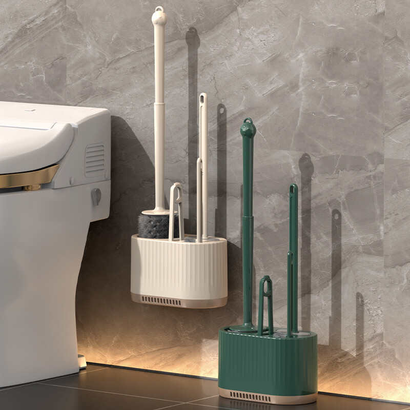 Kodumajapidamises kasutatav WC-hari Seinale kinnitatav WC-puhastushari, nurgata põhjalikuks puhastamiseks, sobib tualettruumidele, 4-ühes komplekt