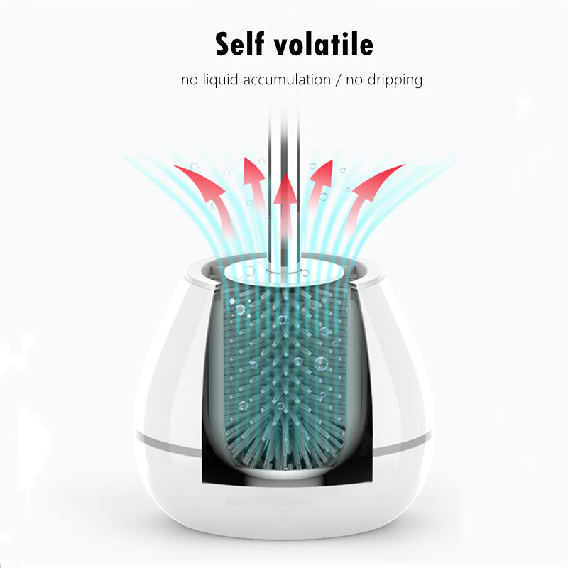 Perie de toaletă Detergent pentru toaletă Suport de pardoseală cu peri din silicon Set de perii pentru bol pentru curățare baie cu pensetă Accesorii pentru baie