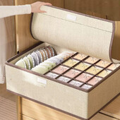 3-σε-1 υφασμάτινες κάλτσες εσωρούχων Συρτάρι Organizer Κουτί οικιακής χρήσης Ντουλάπα κουτί αποθήκευσης Πτυσσόμενο βαμβακερό λινό μοντέρνο απλό στυλ