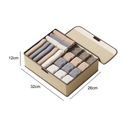 3-σε-1 υφασμάτινες κάλτσες εσωρούχων Συρτάρι Organizer Κουτί οικιακής χρήσης Ντουλάπα κουτί αποθήκευσης Πτυσσόμενο βαμβακερό λινό μοντέρνο απλό στυλ