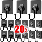 20/1 vnt Lipnus kabliukas vandeniui atsparus PVC tvirtas metalinis kablio sieninis laikiklis durų rankšluosčių kabykla Virtuvės vonios kambario laikymo organizatorius