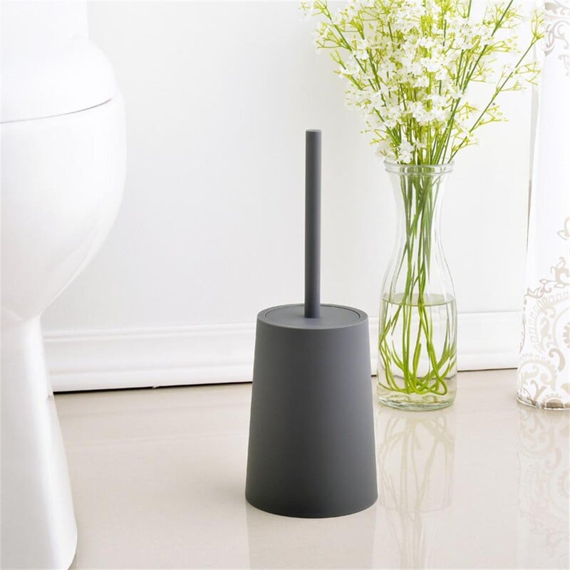 Tualeto šepetys su pagrindu Modernaus dizaino juodas tualeto šepetys su dangteliu Valymo šepečių rinkinys Valymo reikmenys Vonios kambario priedai