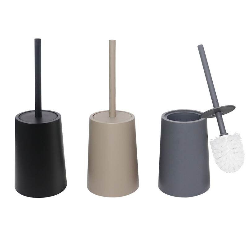 Tualeto šepetys su pagrindu Modernaus dizaino juodas tualeto šepetys su dangteliu Valymo šepečių rinkinys Valymo reikmenys Vonios kambario priedai
