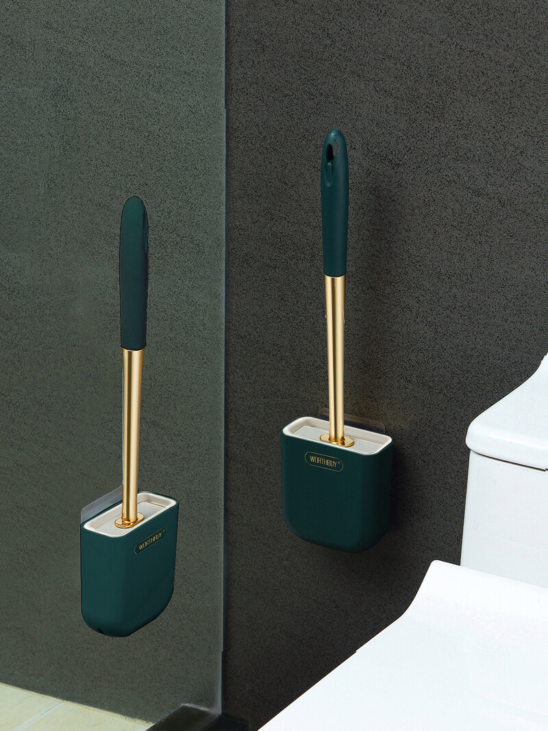 WORTHBUY silikoninis tualeto šepetys su nutekėjimo pagrindu, montuojamas ant sienos, nuimamas tualeto valymo šepetys su ilga rankena Vonios kambario priedai