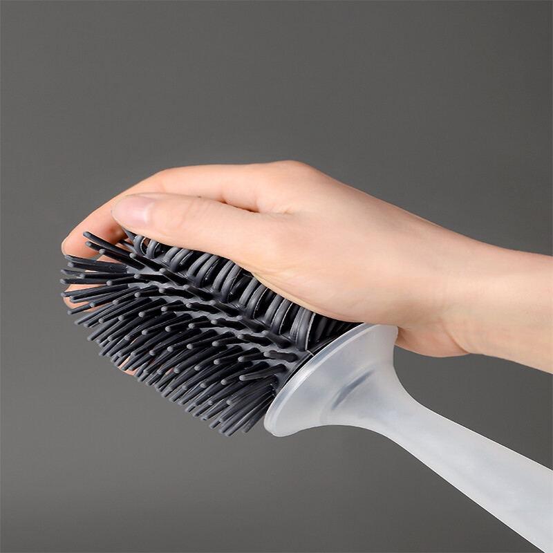Set de perii de toaletă reîncărcabile cu detergent Montat pe perete cu suport Perie din silicon TPR pentru instrumente de curățare a colțurilor Accesorii pentru baie