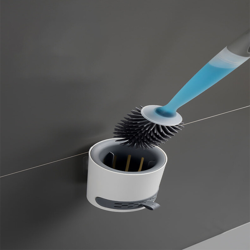 Set de perii de toaletă reîncărcabile cu detergent Montat pe perete cu suport Perie din silicon TPR pentru instrumente de curățare a colțurilor Accesorii pentru baie