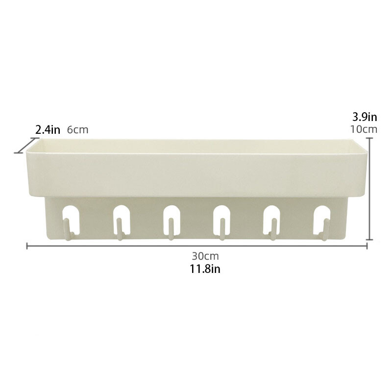 Multifunktsionaalne vannitoa hoiuriiul kleepuvate konksudega puurimise vältimiseks
