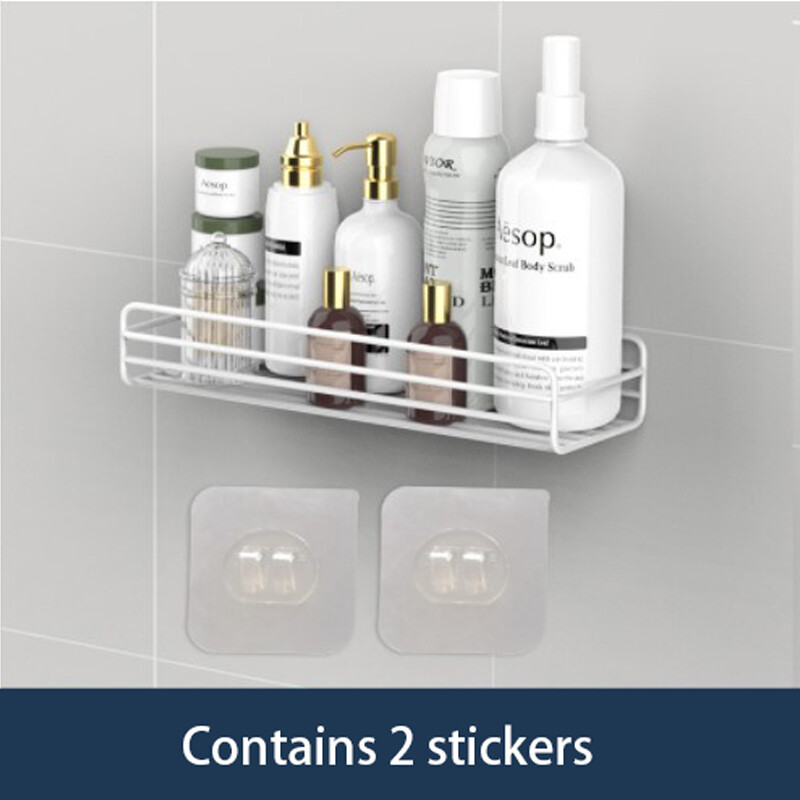 Raft de baie din fier forjat în stil japonez Suport de depozitare pentru gel de duș, montat pe perete, pentru toaletă, fără perforare