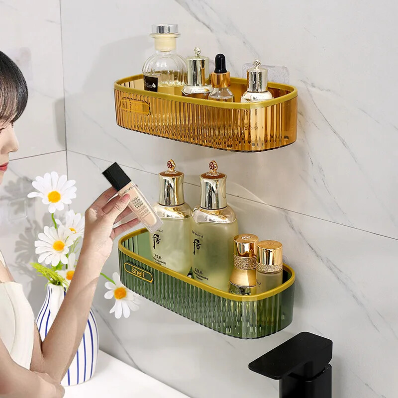 Puntsivabad vannitoariiulid riiulid Seinale kinnitatav šampoonihoidik köögihoidja jaoks Ruudukujuline akrüülvannihoidja tarvikud