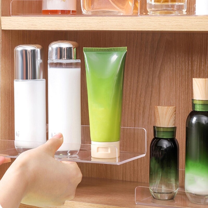 Akrilo lentynos Vonios kambarys 1 paketas skaidri dušo plaukiojanti lentyna su kabliukais, skaidri, montuojama ant sienos, be gręžimo, stora saugykla