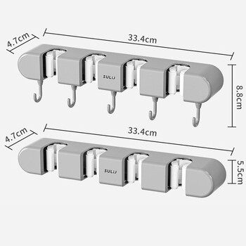 Монтиран на стена Държач за моп Държач за метла Държач за съхранение Кука за моп за баня Безплатна перфорация Многофункционална стойка за съхранение Аксесоари за баня