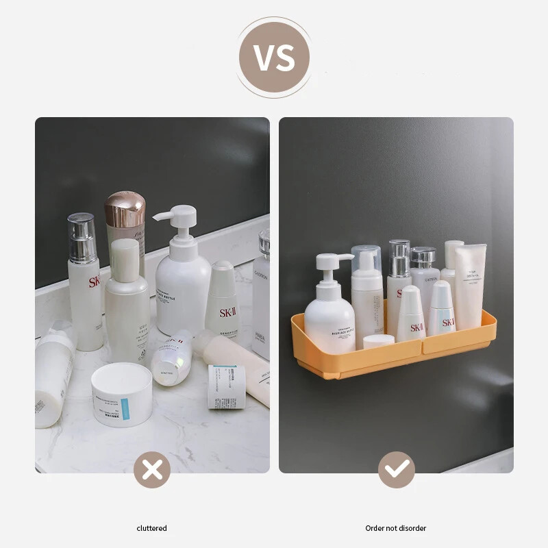 2024 Uus hoiuresti riiul seinavürtside organiseerija kosmeetika jaoks Vannituba ilma puurimiseta Köök Mugav dušitarvik