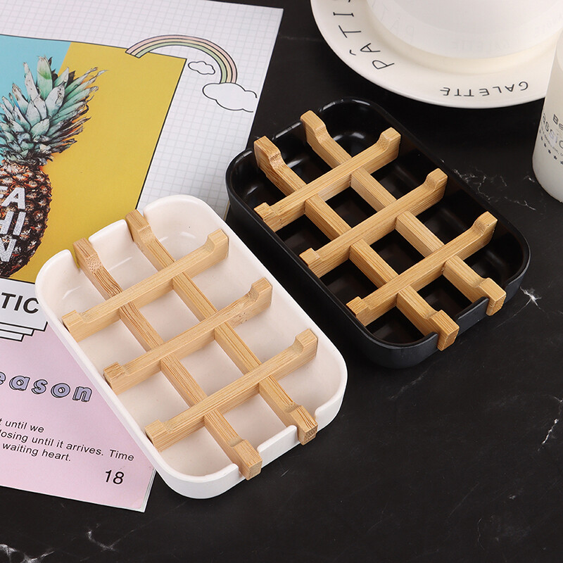 Bambusest seep Bambusest keskkonnasõbralik kaasaskantav seebialus käsitsi valmistatud puidust hoidiku ja kandikuga vannitoa hoiustamiseks