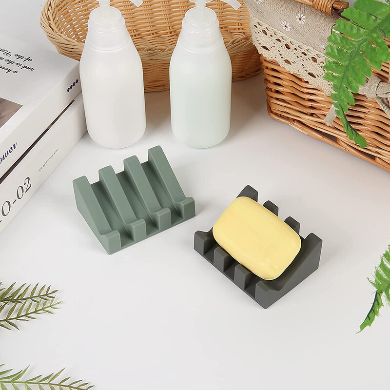 Suport pentru vase de săpun cu drenare automată Tavă de săpun din silicon în cascadă pentru baie, bucătărie, blat, suport pentru săpun cu sac de spumă