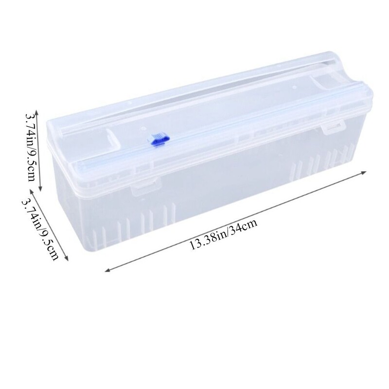 Sigur 1 buc. unealtă de bucătărie reglabilă cu tăietor de diapozitive, cutie de depozitare, dozator de folie de plastic, suport de depozitare pentru tăietor de folie alimentară