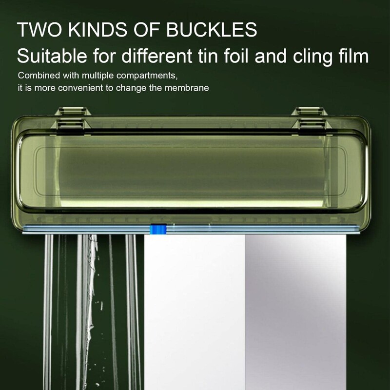 Skaidrios maistinės plėvelės dėžutės pjaustytuvas Daugkartinio užpildymo maisto įvyniojimo dozatoriaus pjaustytuvas Aliuminio folijos plėvelės dozatoriaus laikymo laikiklis virtuvės įrankis