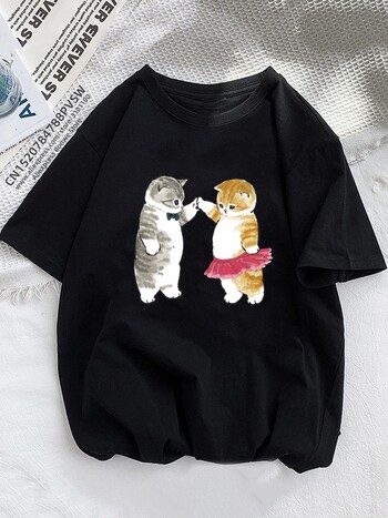 Kawaii Cat Cartoon Print T-shirt Γυναικείο Μπλουζάκι εξωτερικού εμπορίου Plus Size κοντομάνικο μπλουζάκι